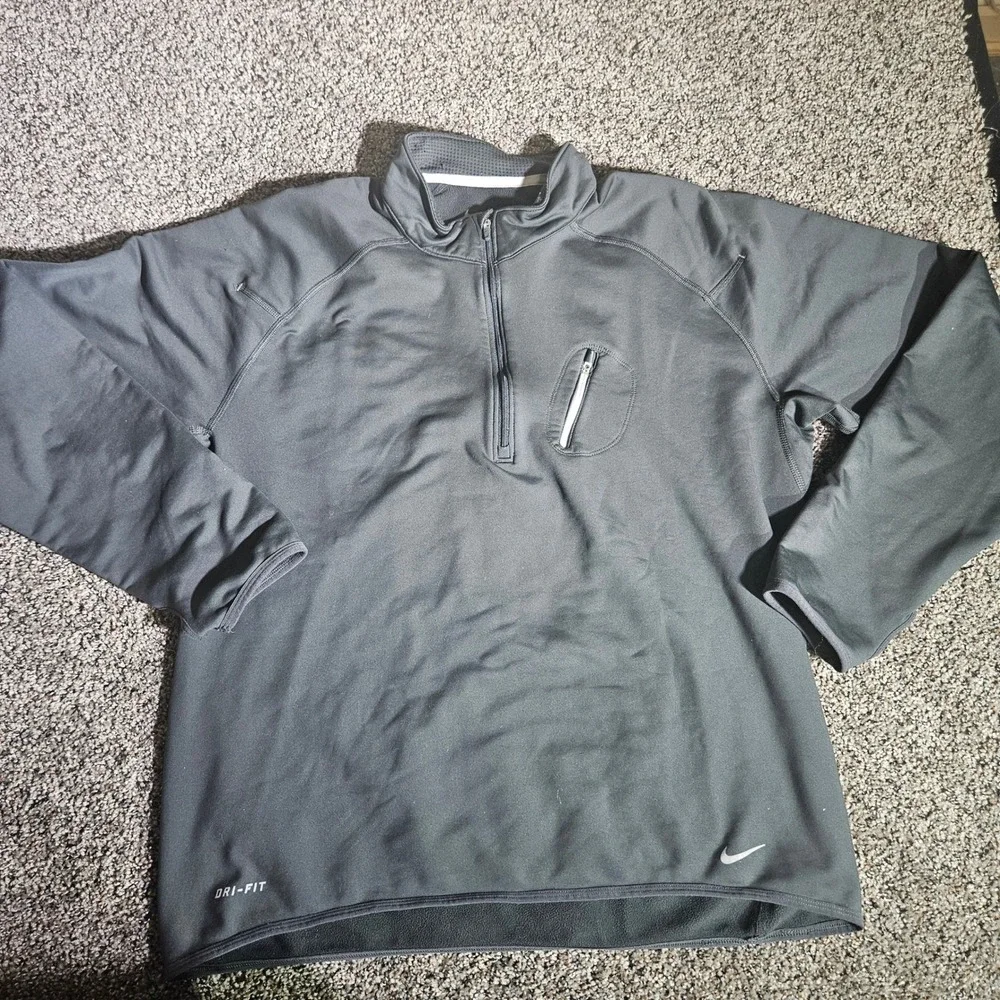 Nike Dri-FIT Mens Quarter Zip Pullover Gray Training Top 413064-060 Size L